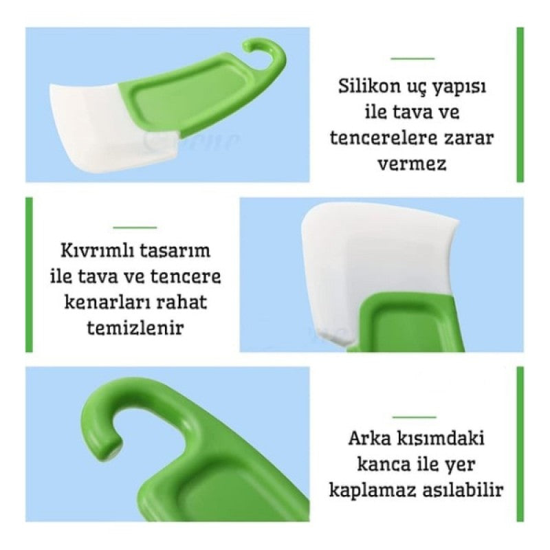 Silikon Uçlu Bulaşık Temizleme Kazıyıcı Spatula – Çizmeden ve Zorlanmadan Temizlik