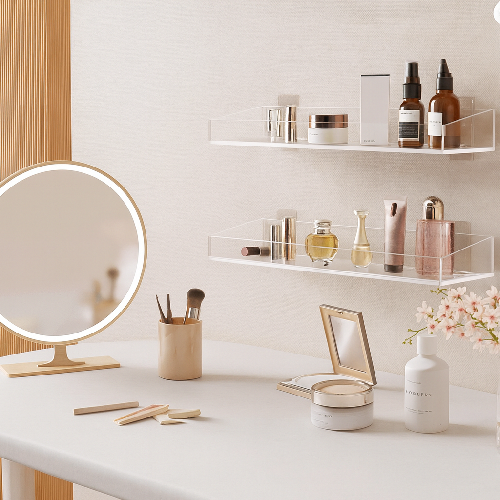 2’li Şık ve Minimalist Tasarımlı Şeffaf Duvar Rafı – Modern ve Düzenli Alanlar için